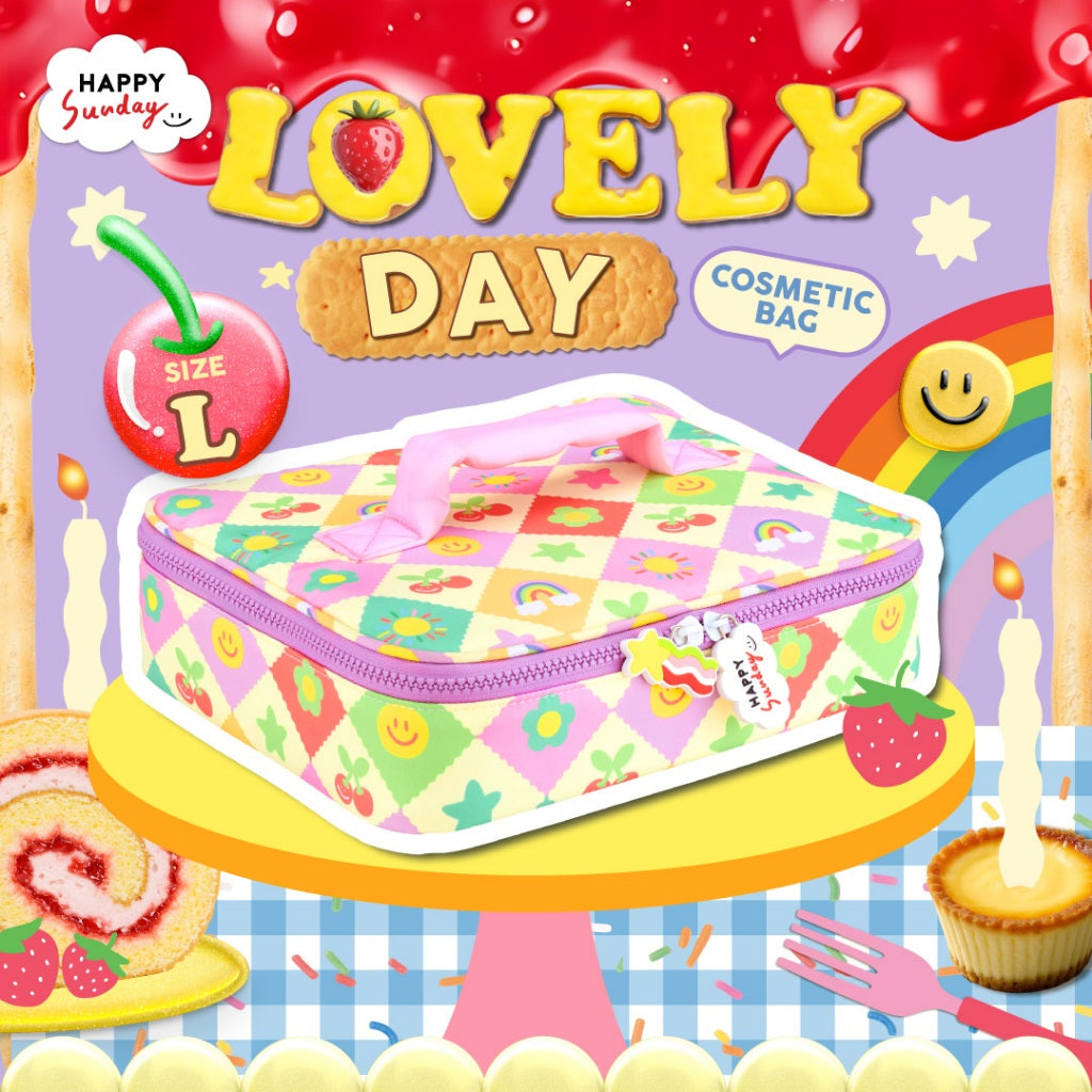 HAPPY SUNDAY COSMETIC BAG | กระเป๋าเครื่องสำอาง 3 ขนาด