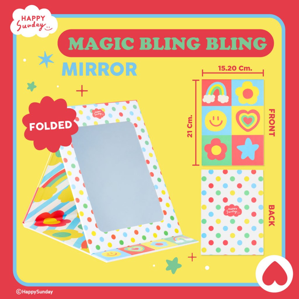 HAPPY SUNDAY MAGIC BLING BLING MIRROR | กระจกตั้งโต๊ะพับได้