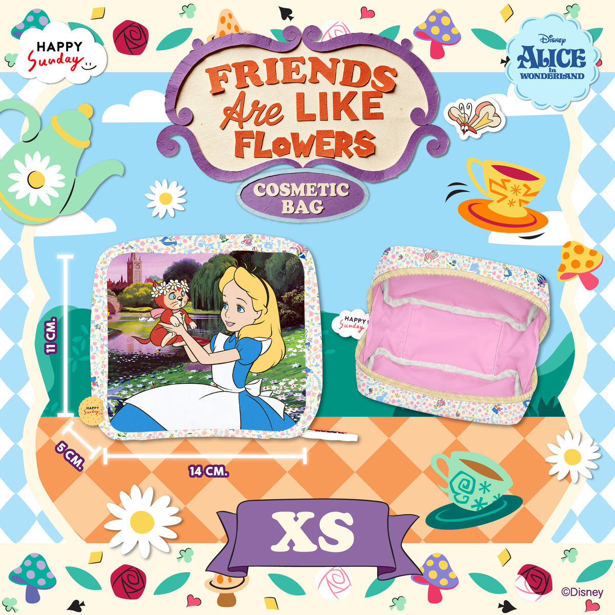 [ กรุณากดแยกออเดอร์จากสินค้าพรีออเดอร์ ] ALICE IN WONDERLAND COSMETIC BAG
