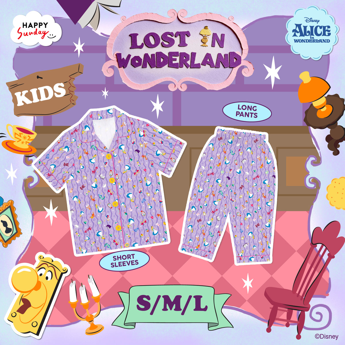 [KIDS] [ กรุณากดแยกออเดอร์จากสินค้าพรีออเดอร์ ] ALICE IN WONDERLAND PYJAMAS