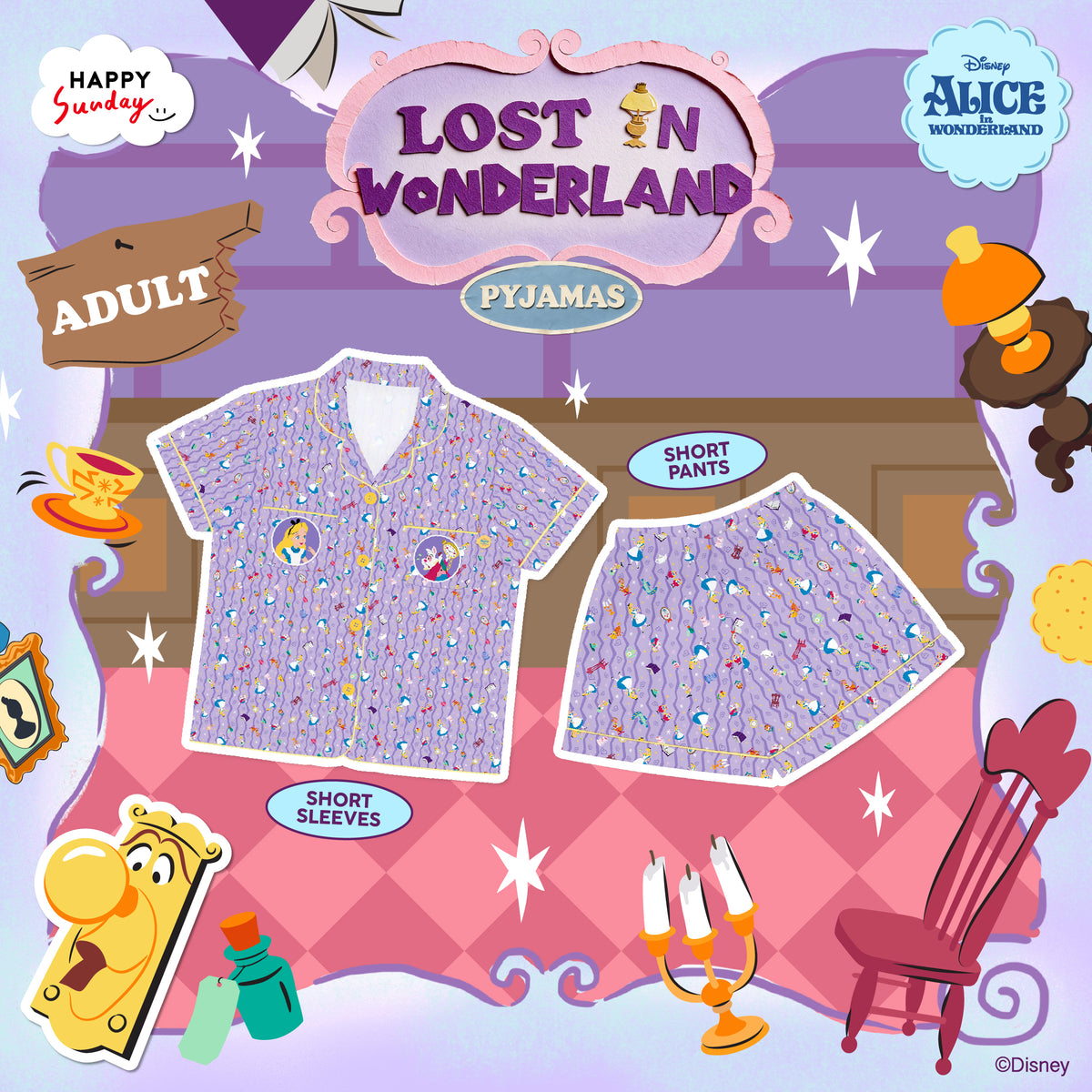 [ กรุณากดแยกออเดอร์จากสินค้าพรีออเดอร์ ] LOST IN WONDERLAND PYJAMAS