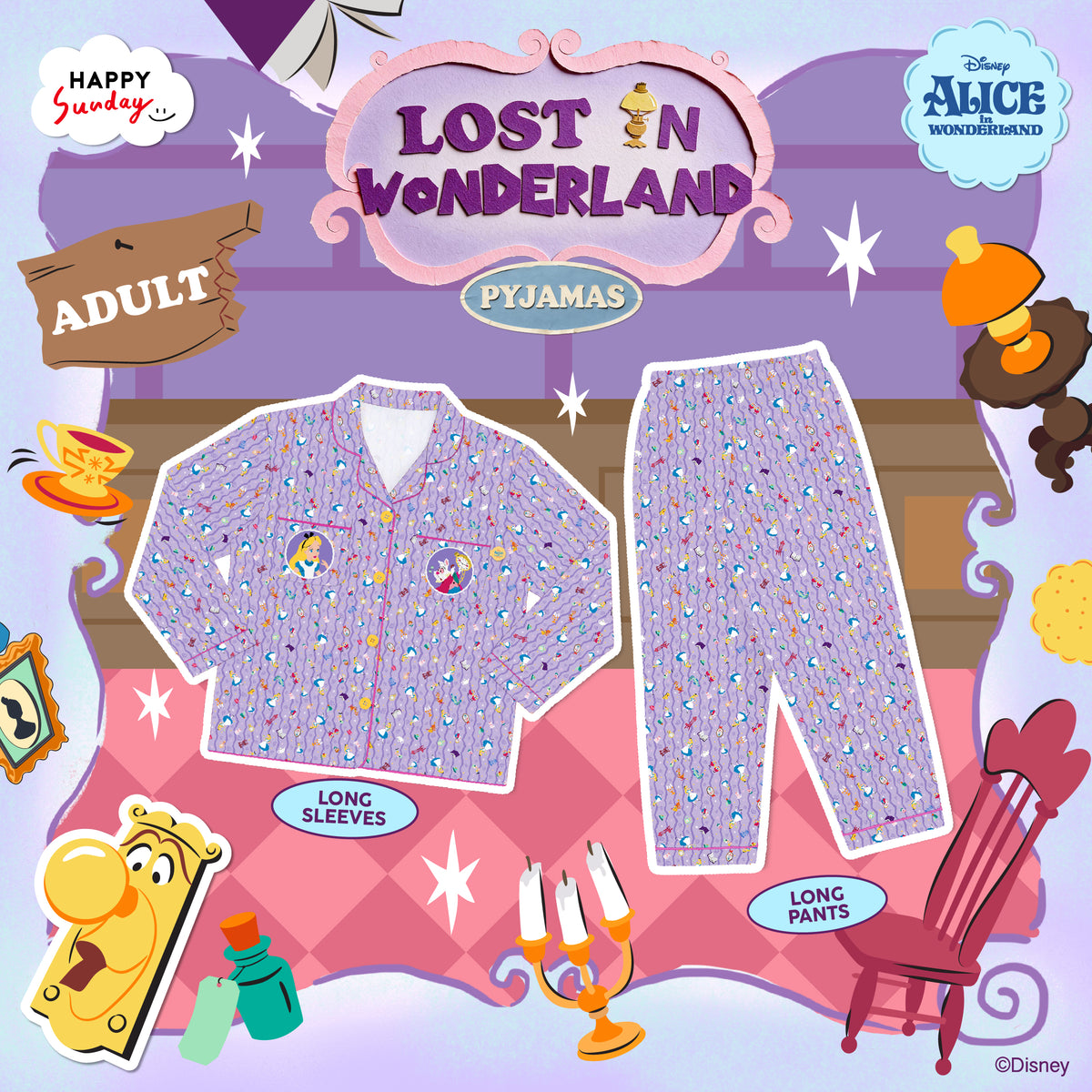 [ กรุณากดแยกออเดอร์จากสินค้าพรีออเดอร์ ] LOST IN WONDERLAND PYJAMAS