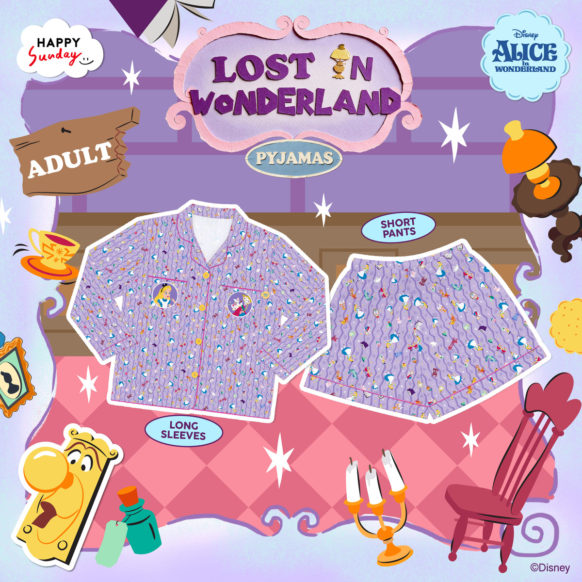 [ กรุณากดแยกออเดอร์จากสินค้าพรีออเดอร์ ] LOST IN WONDERLAND PYJAMAS