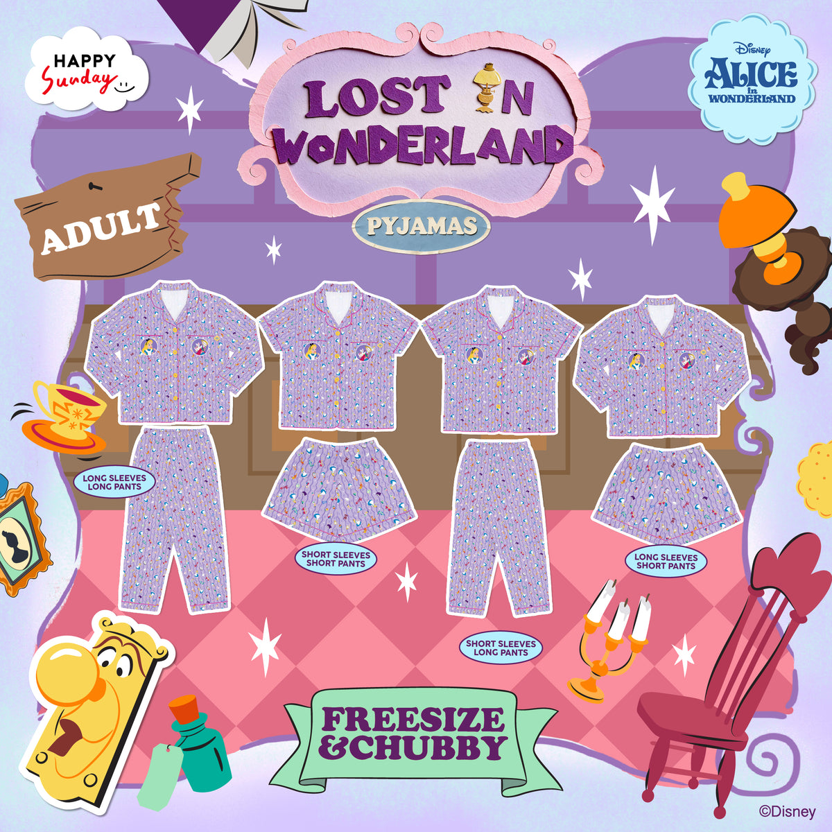 [ กรุณากดแยกออเดอร์จากสินค้าพรีออเดอร์ ] LOST IN WONDERLAND PYJAMAS