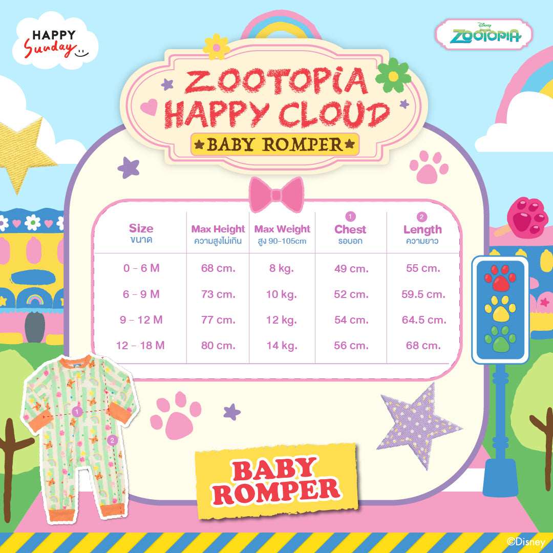 [BABY ROMPER 0-18 M] ZOOTOPIA HAPPY CLOUD